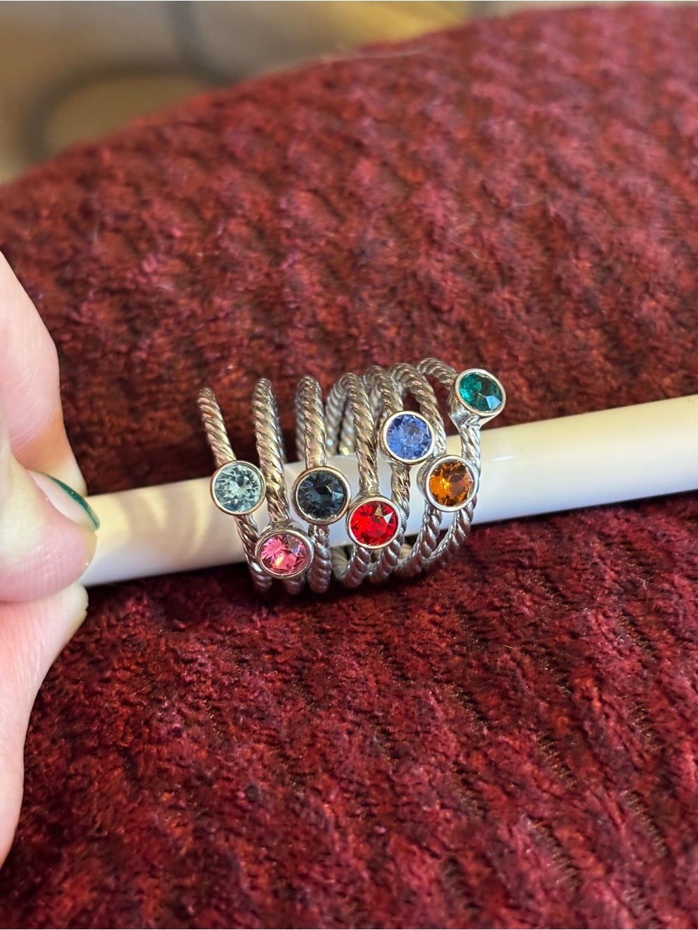Swarovski Multicolor Crystal Rope Stackable Rings